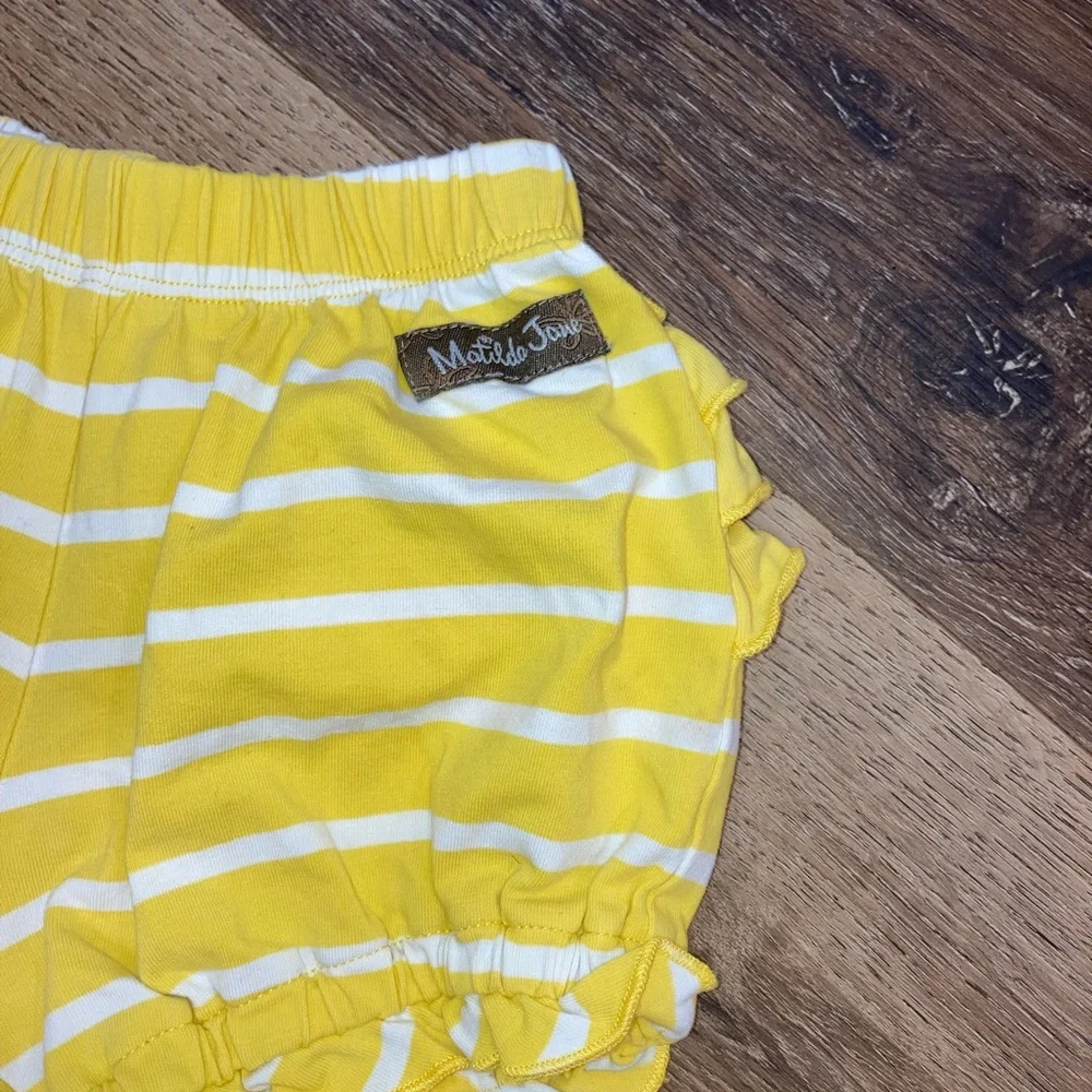 Matilda Jane Yellow & White Stripe Bloomers Ruffles Diaper Cover 18-24m